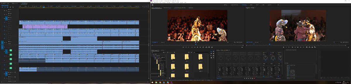 Shortly after Eurofurence 25 went by and we slowly start to get back on track with our work.

We've been recording with 8 Cameras at the same time!

We will synchronize all videos. edit them to get fluent perspective changes.

The length of this timeline is around 2 hours.