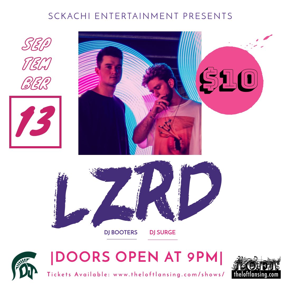 SpartanDJClub's tweet photo. Spartans, @officiallzrd is coming to MSU on SEPTEMBER 13th! 18+ show so make sure you get your tickets! Link in bio 🎉 https://t.co/FWJyUvtpIx