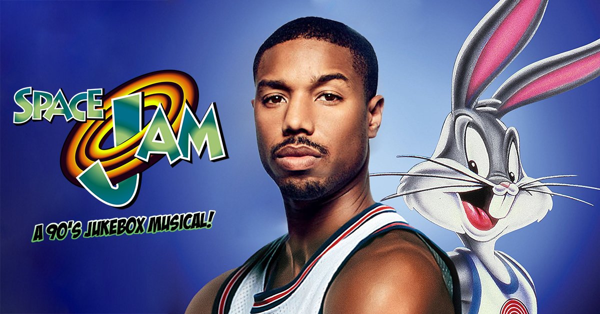 theatermania's tweet photo. #DreamMusical: #SpaceJam, a '90s jukebox musical starring @michaelb4jordan; plus, @ABrightMonster and @PattiMurin as Bugs and Lola Bunny → https://t.co/XtyVB5QZzu https://t.co/WTE9Ddp476