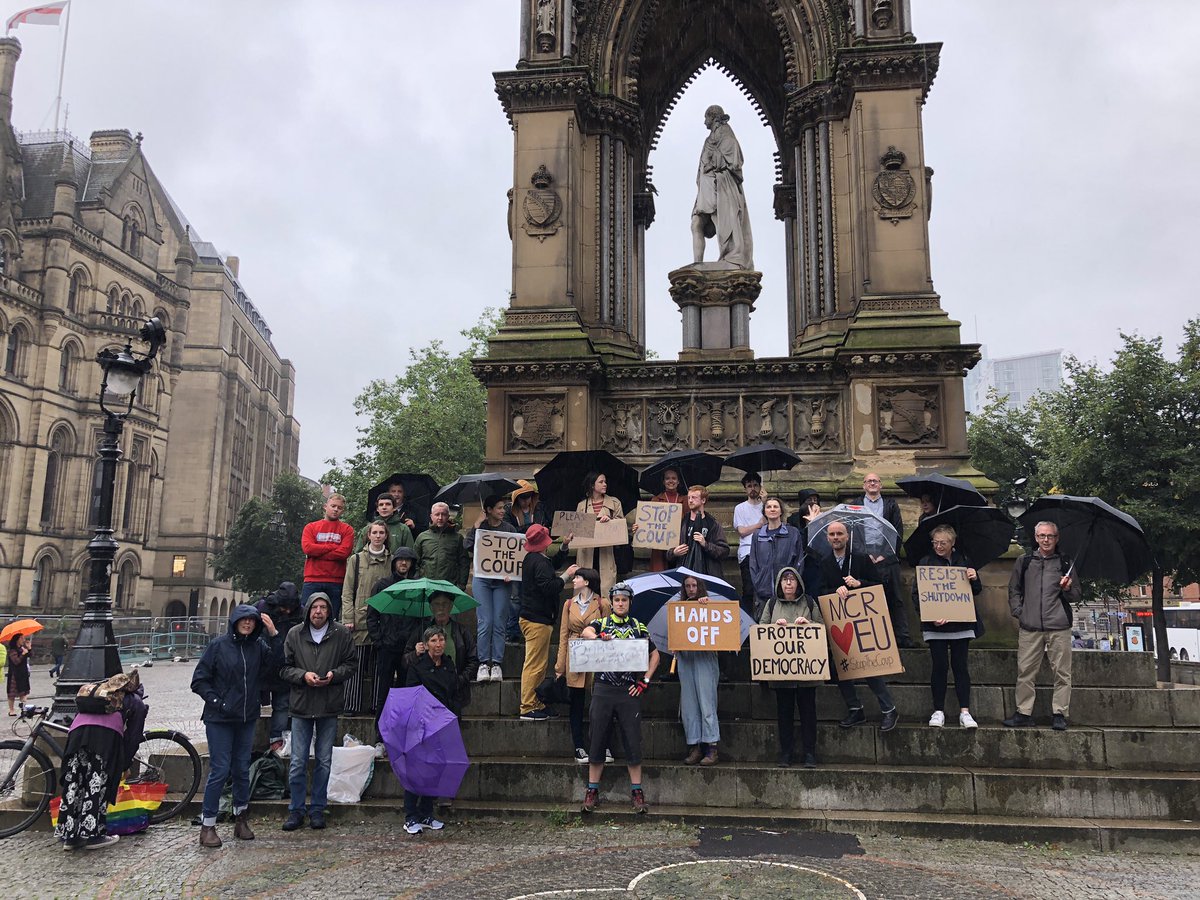 Large crowd forming to #StopTheCoup in Manchester Albert Square.