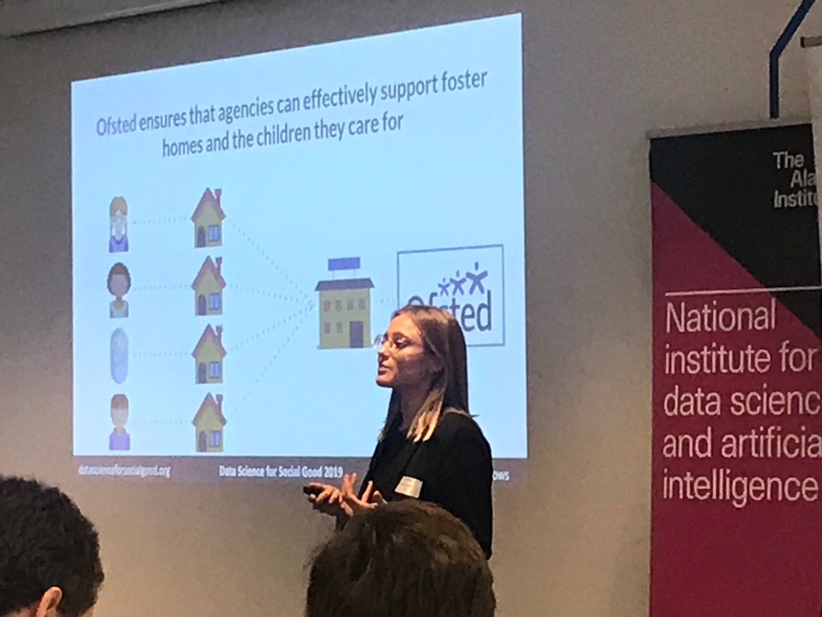 DSSG team working with <a href="/Ofstednews/">Ofsted</a>  presenting their work on improving the regulation and monitoring of independent foster agencies to ensure foster children get the best care #datafest 
@DssgTuring