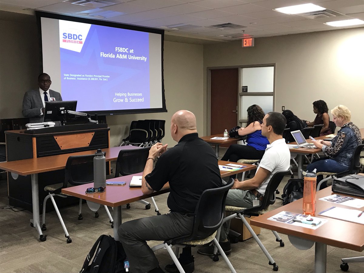 FloridaDMS's tweet photo. Today’s #FLOSD &amp; @floridastate workshop featured marketing research, tips, lessons learned and more! Thank you Gloria Pugh @amwatmovers and Keith Bowers @SBDCrattlers for sharing your experiences &amp; resources with #iHeartTally #smallbiz owners! https://t.co/tfrao2dfUn