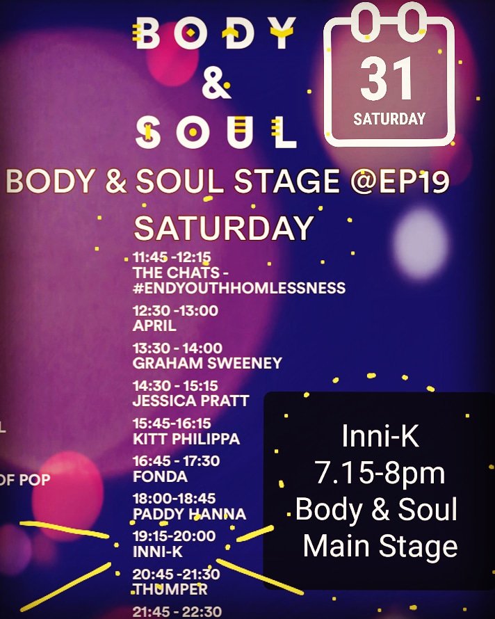 innikmusic's tweet photo. Bit of a dream to be playing Body and Soul Main Stage @BodyandSoulIrl this Sat 31st Aug 19.15 - 20.00 @EPfestival
Full band sweet festival set yeow!
If you're down, come join us!!!
💫🌸💃🌳💫🌸

#irishmusicparty #electricpicnic2019 #saturdaygig #bodyandsoul https://t.co/xJYkGyALOA