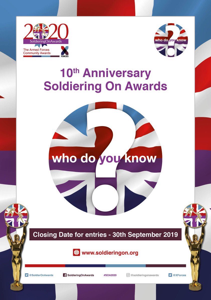 Inspiring stuff from former winners and nominees of the brilliant @SoldierOnAwards. Closing date for nominations is 30th September #WhoDoYouKnow #SOA2020