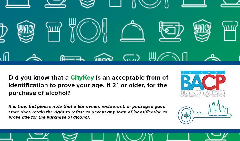 ChicagoBACP's tweet photo. Another perk of being #KeyedIn w/ @chicityclerk #ChicagoCityKey is the many uses of the ID card-including being an acceptable form of identification to prove your age! #UnlockChicago Can't make it to City Hall? Mobile City Hall is coming to neighborhoods: https://t.co/gxjwk8V3j5 https://t.co/EJUNQvkLPg