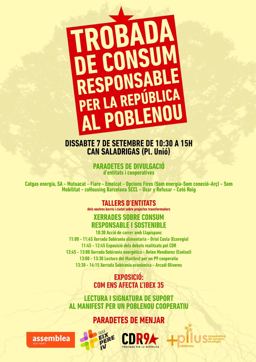 oriolcosta's tweet photo. I el 7 de setembre ja tenim el cartell de la trobada de consum estratègic on presentarem EcoRegió. I si et vas perdre, o vols reviure, la trobada a la festa major de gràcia aquí tens un tast molt complert!
#ecocashback #EcoRegió #consumestrategic 

https://t.co/OvcM86GkQv https://t.co/Ehl7BFJVQY