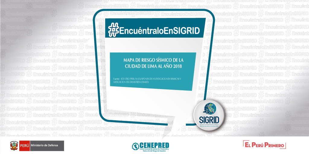 CENEPRED's tweet photo. 📣 Conoce el Mapa de riesgo sísmico de la ciudad de Lima al año 2018 donde se indica el nivel de daño por manzanas en los distintos distritos. ▶️https://t.co/18QSWtuv4f

#ElPerúPrimero #EstamosJuntosEnEsto #PromoviendoCulturaDePrevención #MunLima #Cismid https://t.co/3dGuXVTSrz
