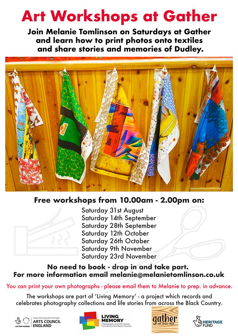 Living Memory Project (@livemem_project) on Twitter photo Starting this Saturday 31/8/19 - a new series of art workshops at <a href="/gatherdudleyCIC/">Gather Dudley CIC</a> in Dudley let by Melanie Tomlinson. Come along and learn how to print photos onto textiles and share your stories and memories of Dudley. Made possible thanks to @HeritageFundWM and <a href="/ace_midlands/">ACE Midlands</a> Starting this Saturday 31/8/19 - a new series of art workshops at <a href="/gatherdudleyCIC/">Gather Dudley CIC</a> in Dudley let by Melanie Tomlinson. Come along and learn how to print photos onto textiles and share your stories and memories of Dudley. Made possible thanks to @HeritageFundWM and <a href="/ace_midlands/">ACE Midlands</a>