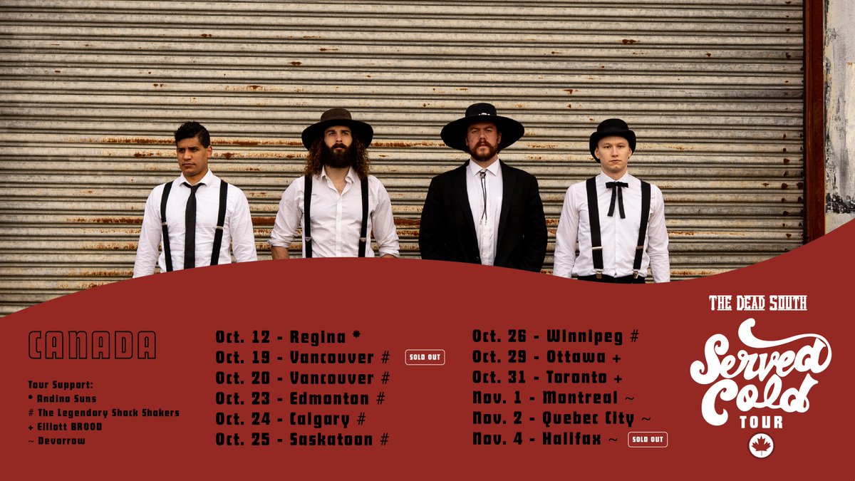 Coming to <a href="/TheDeadSouth4/">The Dead South</a>'s sold out show at the <a href="/Marqueeballroom/">The Marquee Ballroom</a> in Halifax on Nov 4? Good news -  <a href="/devarrowtheband/">Devarrow</a> has just been added as the special guest! #servedcoldtour