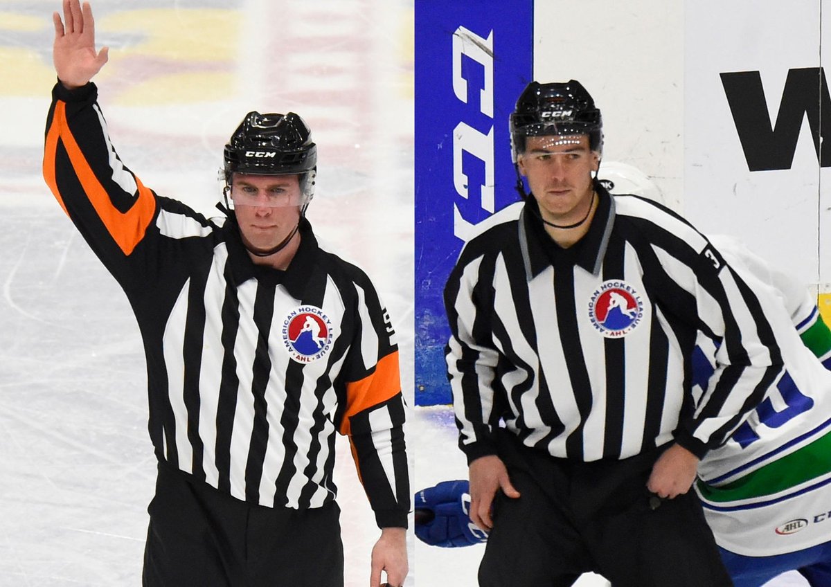 ScoutingTheRefs's tweet photo. Referee Dan Kelly and linesman Kyle Flemington, welcome to the NHL!   AHL/OHL officials set to join National Hockey League for 2019-20 season  https://t.co/tkGCwU85m3 @TheAHL @OHLHockey #NHLOfficials #NHLOA https://t.co/YLTWNFa4Aa