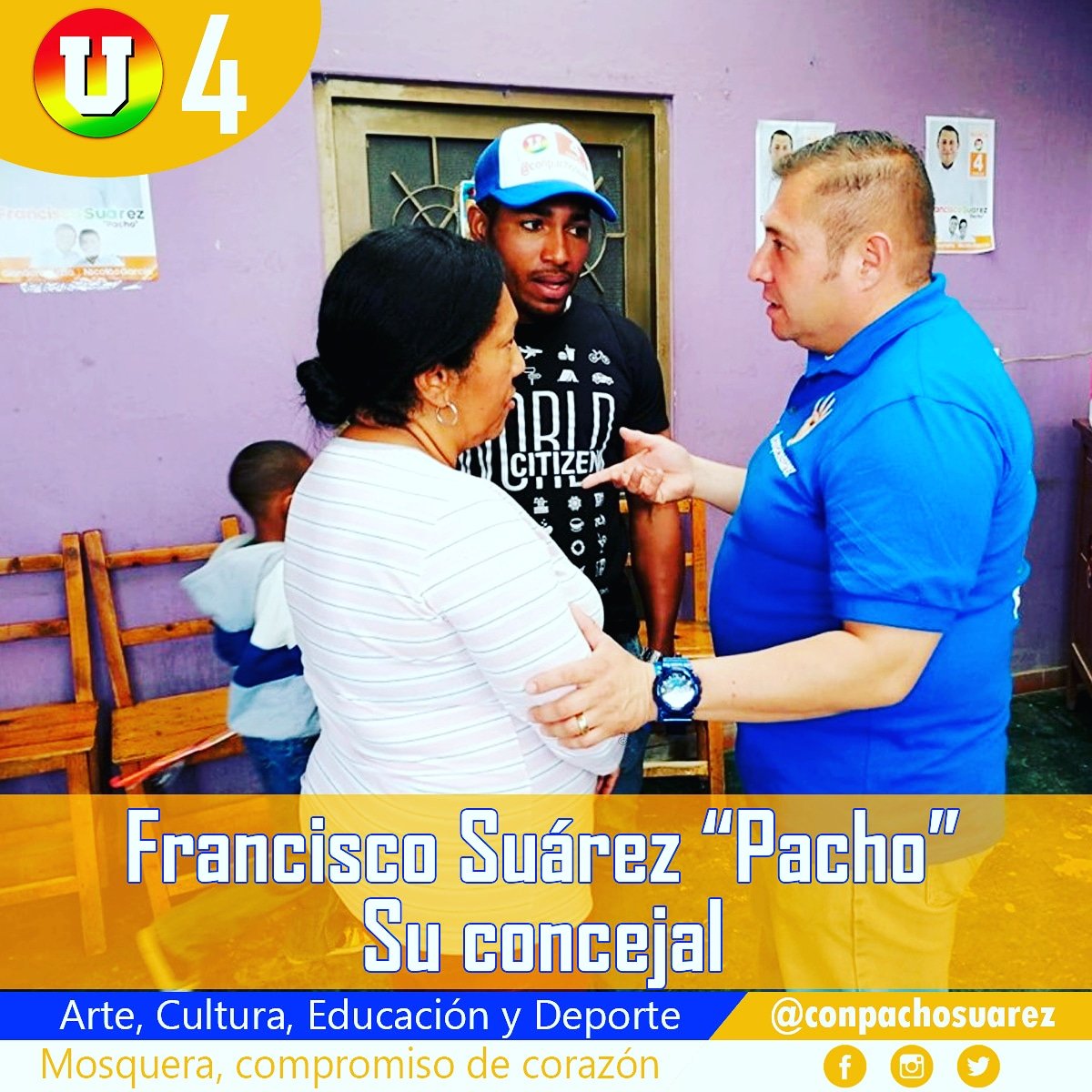 conpachosuarez's tweet photo. Seguimos escuchando el sentir de la comunidad, porque nuestro compromiso por Mosquera es de corazón. 💪🤝📚🎸🎭⚽️ #mosquera #conpachosuarez #compromisodecorazon #cundinamarca #arte #cultura #educacion #deporte #pachomania #U4 #concejo https://t.co/00M4oqiRME