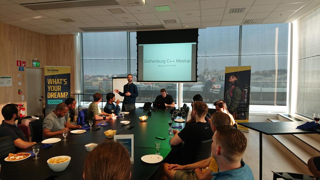 shaddack's tweet photo. First C++ Meetup in Gothenburg for autumn/winter! Thanks  to Scionova for sponsoring this evening. #gbgcpp https://t.co/gE1BE2I4la