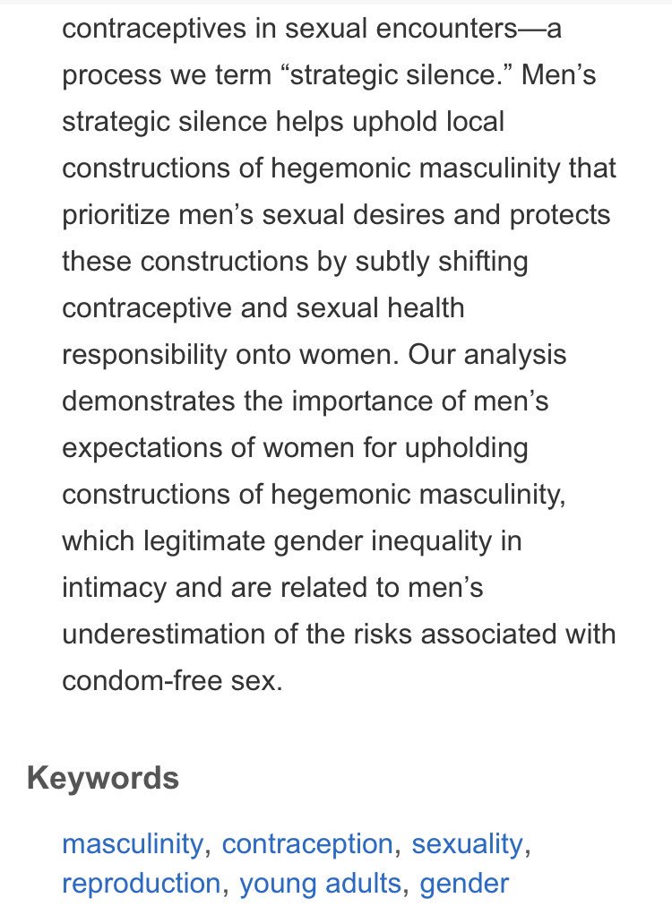 asayouth's tweet photo. Fascinating new article online first at @Gend_Soc on ‘strategic silence’ in contraceptive use among college men by @CristenDaless @L_JamesHawkins &amp; Christie Sennott https://t.co/hzyAlZHAdW https://t.co/q2OQqp9Gao