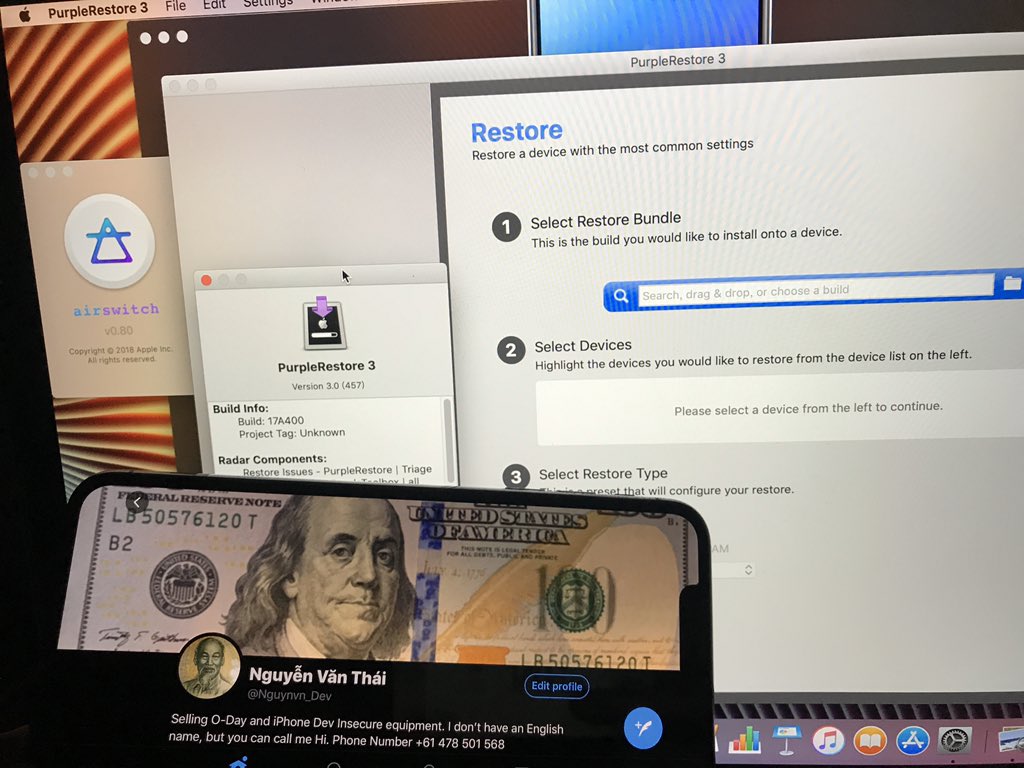 Nguynvn_Dev's tweet photo. PurpleRestore 3 Triage 17A400 #Appleinternal #purplerestore #Kanzi #kong #A12 #A13 #airswitch #chimp #purplesniff https://t.co/9ugztIYjb8