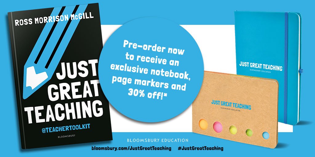 BloomsburyEd's tweet image. #JustGreatTeaching by @TeacherToolkit is PACKED with ideas and advice for all primary &amp;amp; secondary classroom teachers and school leaders keen to provide the best education they possibly can for our young people today.

Get your exclusive pre-order kit now: bit.ly/2Z97uDg