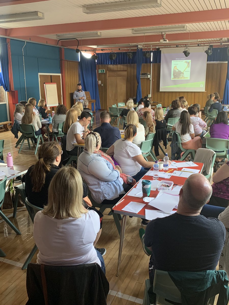 HIPpsychology's tweet photo. An exceptionally busy room today with staff @LurganSt where we held a half day workshop. Great fun, discussion with key messages delivered around resilience and self-care. Thanks for the invite @orla_odowd #HIPprimary #HelpingImprovePerformance #resilience https://t.co/XZ5WRE6xCP