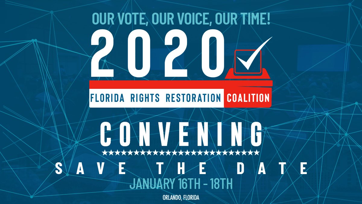 Mark Your Calendars! 

You're invited to our 2020 "Our Vote, Our Voice, Our Time" Convening! Join us in Orlando, FL, for an experience you don't want to miss. If you have any questions, email us at 2020@floridarrc.org. More info coming soon! #OurTime