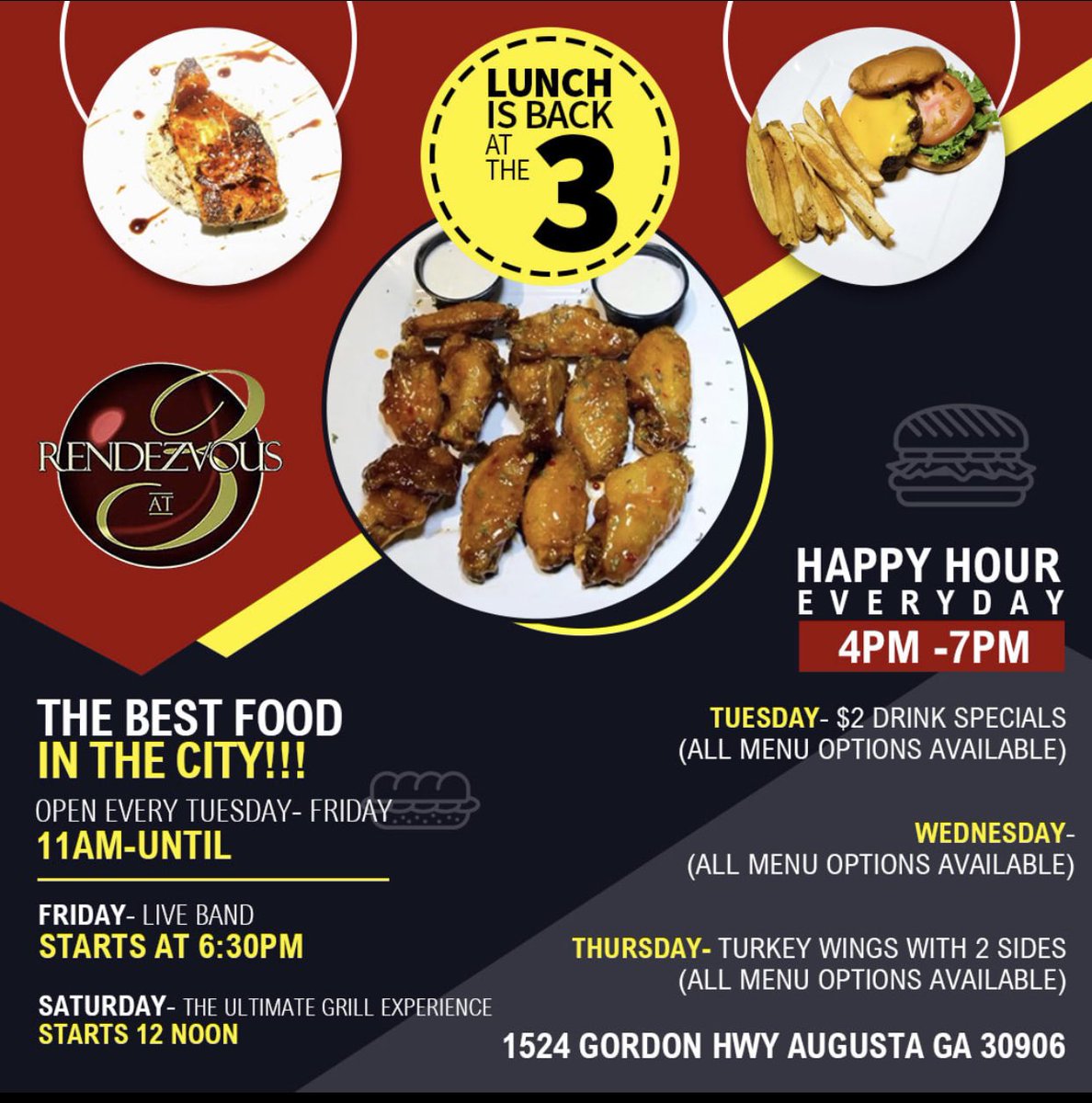 RendezvousAt3's tweet photo. Yes, we are open! #lunch #happyhour https://t.co/3bUj3XQpX0
