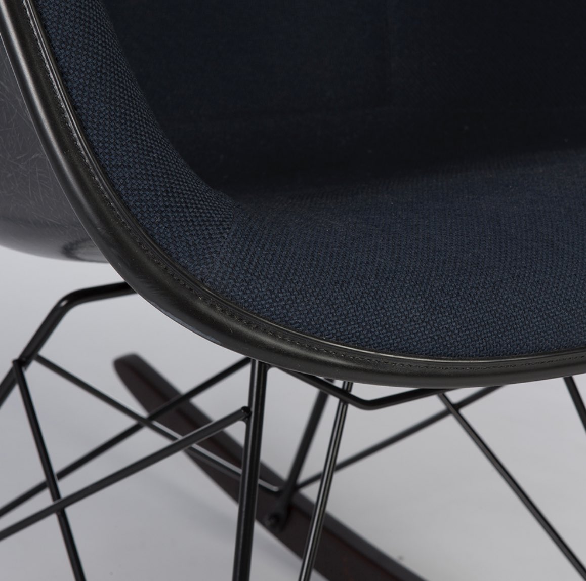 Today on the Eames.com Marketplace, you’ll find this stunning Navy Blue 1960s Herman Miller Eames RAR Rocking Arm Chairs in very good condition. The navy blue fabric and the black fibreglass shell is what gives the chair the sophisticated appearance it has.