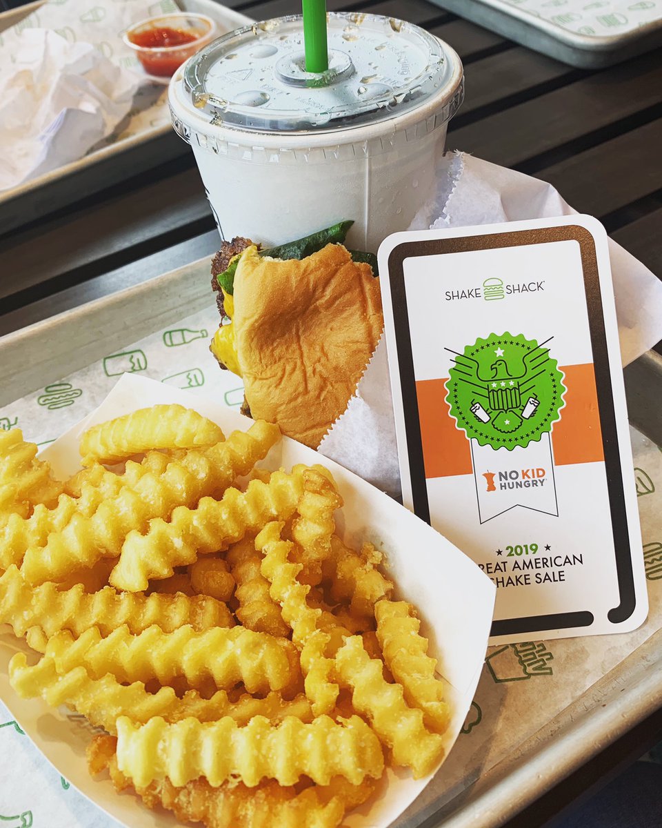 Great lunch, great cause! Thanks <a href="/shakeshack/">SHAKE SHACK</a> for partnering with <a href="/nokidhungry/">No Kid Hungry</a> to end childhood hunger! #yum #nokidhungry #greatamericanshakesale