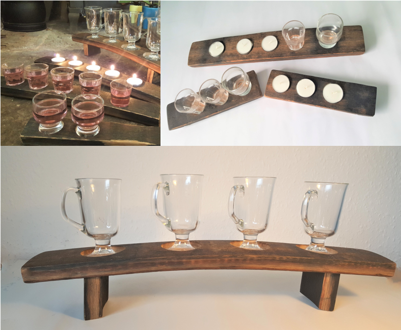ColdwellFarm's tweet photo. Finally got around to recycling our old oak barrels - first new product line is our 'Flights &amp; Lights' (Beer Flights / Candle holders). Absolutely no wood is wasted - available to buy at https://t.co/fIeZXuitzi Great table space savers &amp; create great atmosphere. https://t.co/eWuJToD7uG