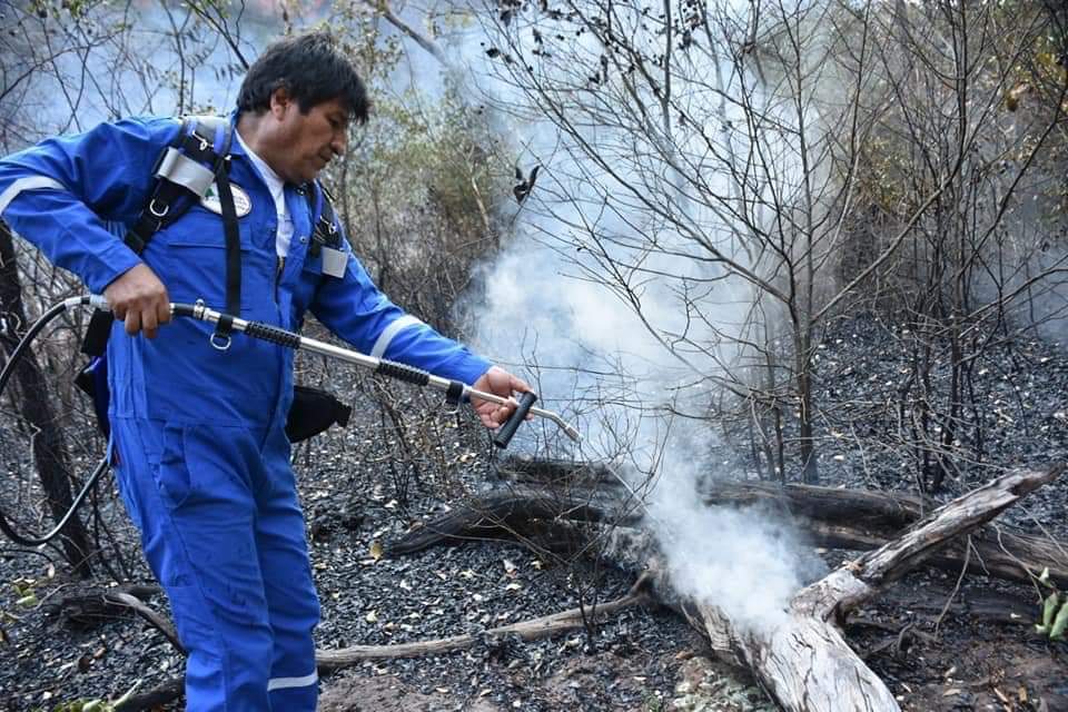 MayukhDuke's tweet image. While Brazil's fascist ruler is busy in laughter challege,Bolivian President,leftist Evo Morales with some ministers went to the Chiquitania region of his country,to get in touch with the firefighters &amp;amp; participate himself on saving the forest.
#SaveAmazon #LeftAlternative