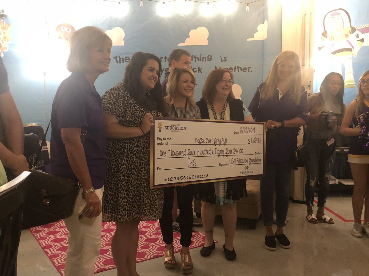 abcdbickley's tweet photo. 💜 Thank you LISD Education Foundation for funding our Coffee Cart Friyay Project! 🥳 Our teachers are working hard to provide the BEST opportunities for our students! #LimitlessPossibilities #BelieveinLufkin @abbygmccarty https://t.co/TjvzgfJSrt