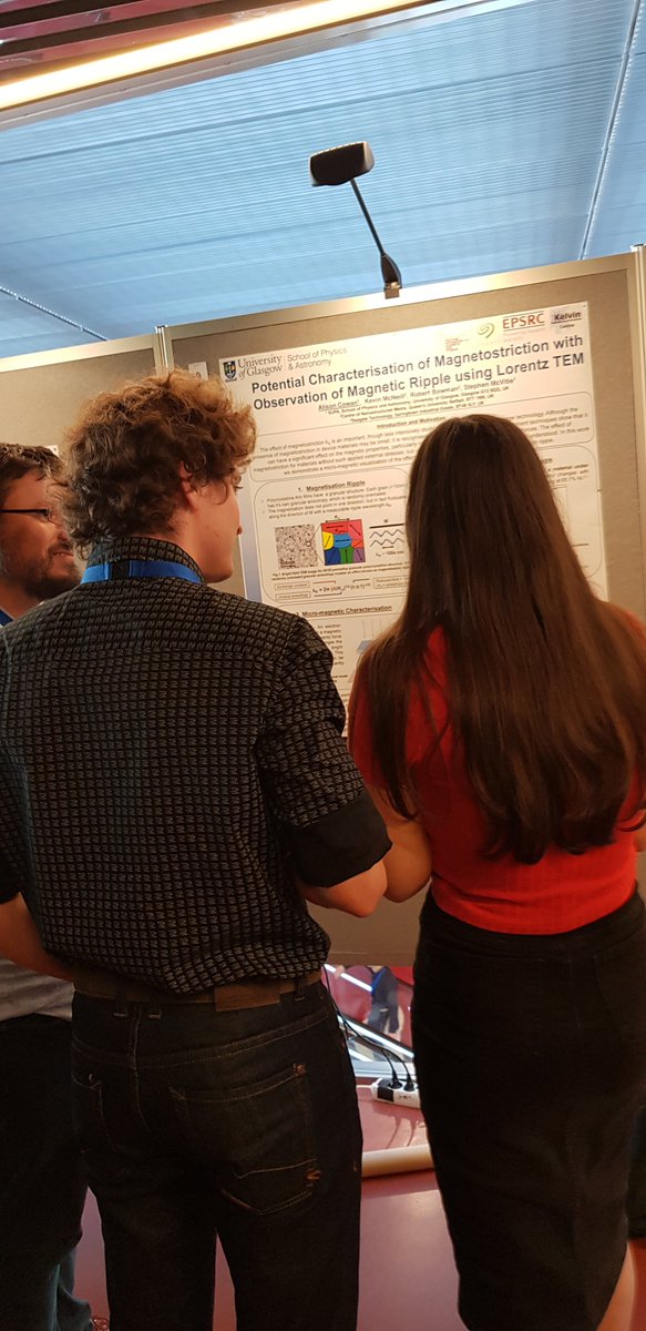 UofG_MCMP's tweet photo. Poster time for team @UofG_MCMP @JEMS2019. @alisoncowan0 and @beamsontoast impressing with LTEM. #magnetostriction #FeRh #4DSTEM https://t.co/4dYM4t2qjZ