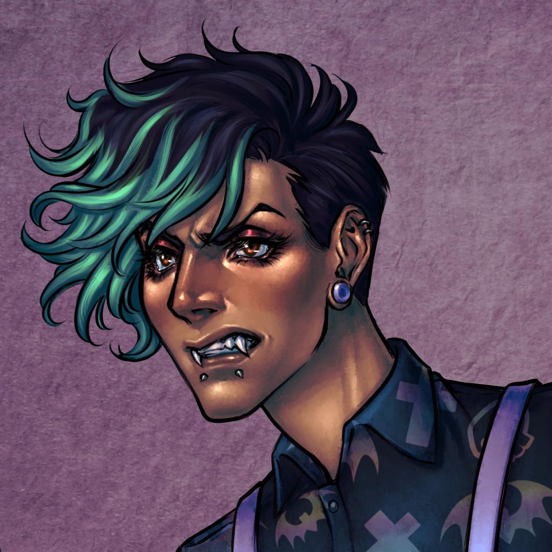 SanguinariaVN's tweet photo. Drumroll please! Let’s welcome back Eden, our second full color sprite for the Sanguinaria coven~ They are the newest &amp; arguably most #fightme member of the coven to date (at least where Claude is concerned 😝).  #visualnovel #vndev #gamedev #indiegames #SanguinariaVN #eblg https://t.co/4wqVzJMUMa