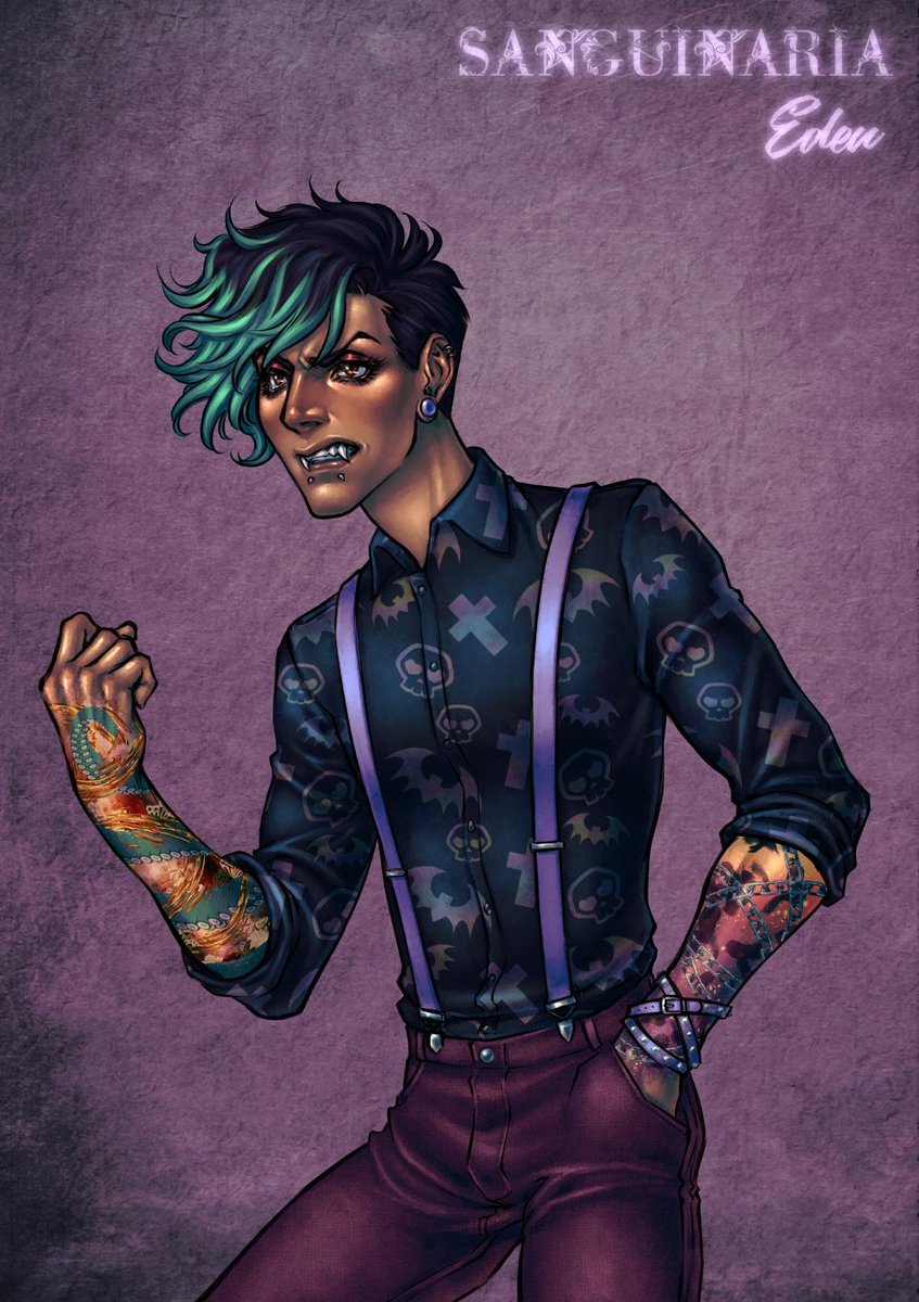 SanguinariaVN's tweet photo. Drumroll please! Let’s welcome back Eden, our second full color sprite for the Sanguinaria coven~ They are the newest &amp; arguably most #fightme member of the coven to date (at least where Claude is concerned 😝).  #visualnovel #vndev #gamedev #indiegames #SanguinariaVN #eblg https://t.co/4wqVzJMUMa