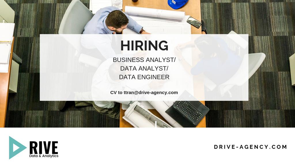 drive_agency's tweet photo. 🔥🔥🔥URGENT!

DRIVE (https://t.co/8sQL2HqTpd) is looking for:
- 👤BUSINESS ANALYST (Junior https://t.co/OMql7bjWvy
 and Senior https://t.co/iHeiqT9gS4)
- 👤DATA ANALYST https://t.co/rnpLW539Td
- 👤DATA ENGINEER  https://t.co/RaYG8DrW2i
-- CV to ttran@drive-agency.com. https://t.co/UpcgZyU7J9