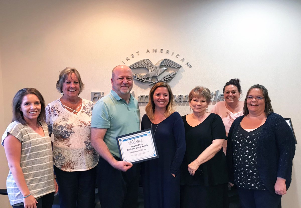 TheAllianceLCBA's tweet photo. Congrats to First American Title, Inc on being the August 2019 Business of the Month! https://t.co/CRLDtluLL9 #businessofthemonth #laramiewy #thealliancelcba #firstamericantitle https://t.co/79YURPT3oh