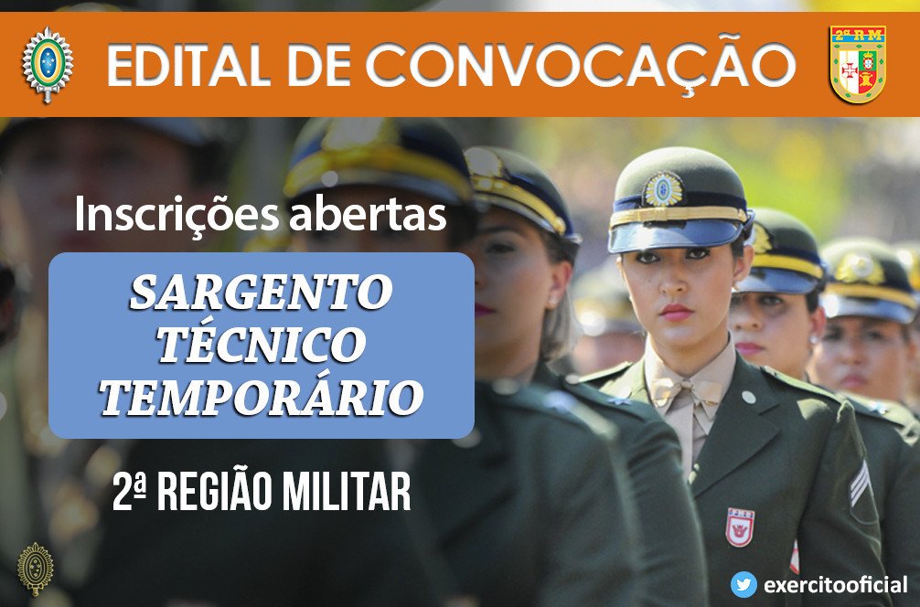 Sargento técnico temporário Exército Brasileiro (inscrições abertas) 