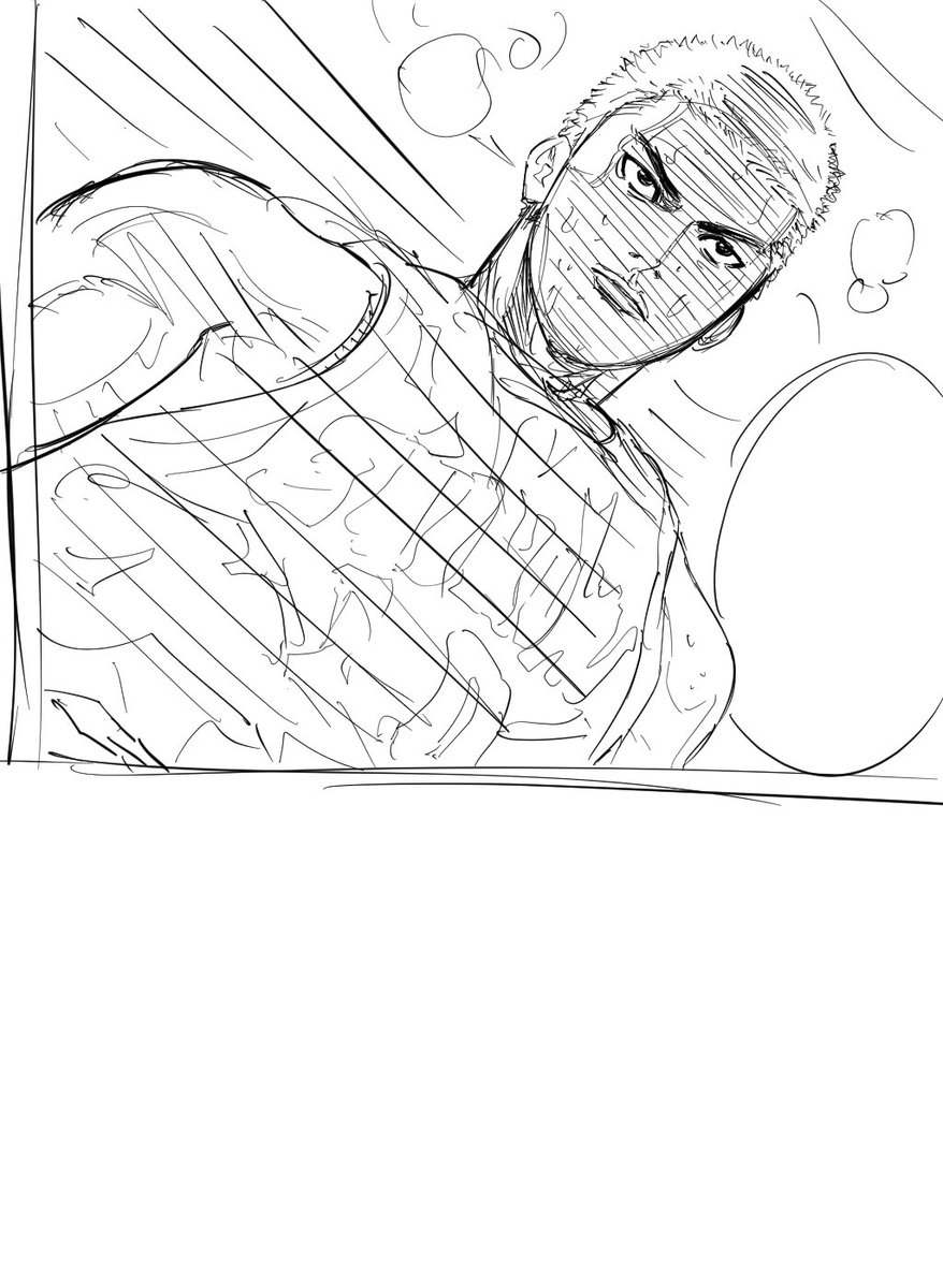 ざっくり模写
前にも描いたコマですが、難しかったので再び。
斜めの絵を正直に、斜めのまま描くのはやはり難しいのが、見やすいように傾けるべきか。
あるいは眼を鍛えられるならあえてそのままやるか考え中。