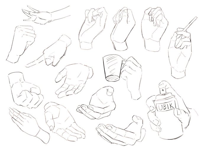 手が全然描けないので模写している 