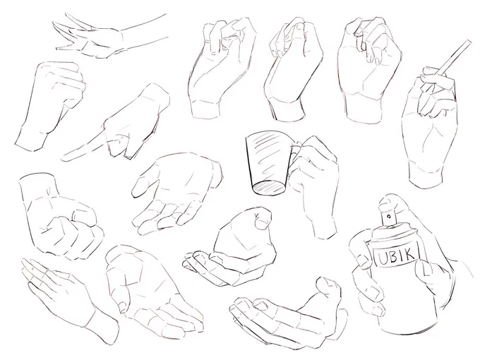 手が全然描けないので模写している 