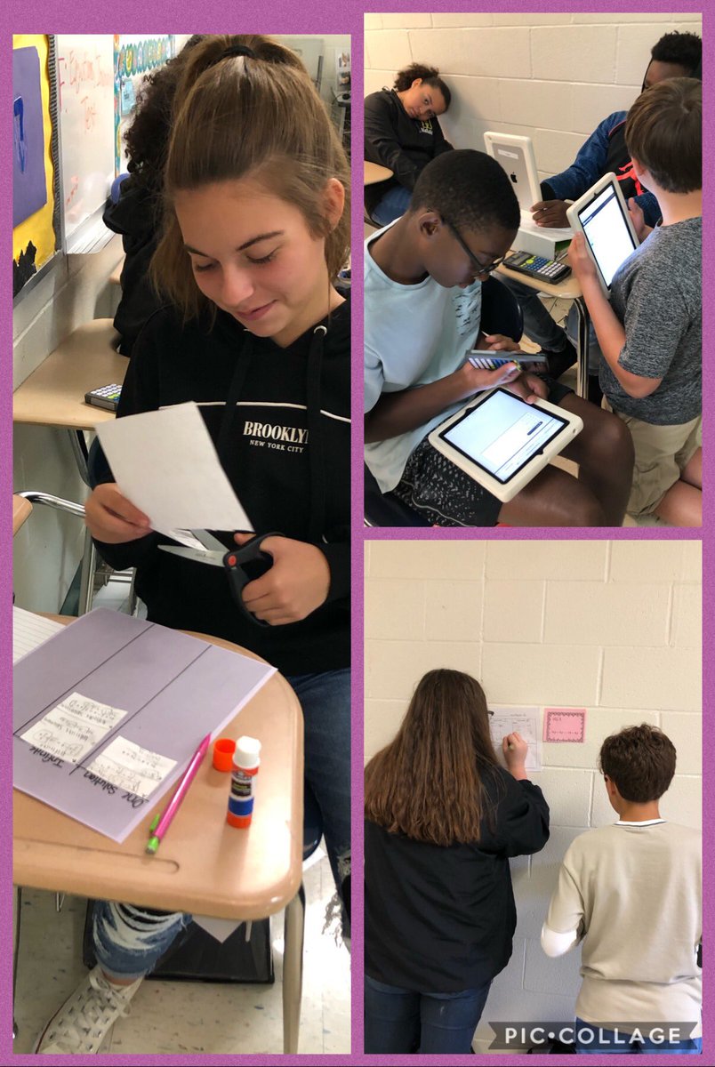acparker12's tweet photo. 5th period is enjoying the opportunity to review in multiple ways- meeting a variety of learning styles and mediums: digital, kinesthetic, and a gallery walk for our busy bodies! #SetATimer #DiverseLearningOpportunties #CollaborativeLearning #TeamDCS #RaiseTheBar @TweetDCS_HMS https://t.co/URR8KXbZsq