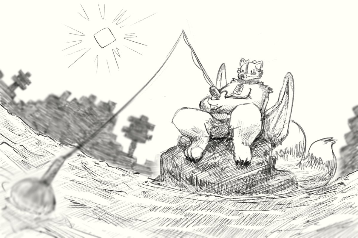 a minecraft themed art trade for the wonderful @CoonShib! 
#furryart #sfwfurry 