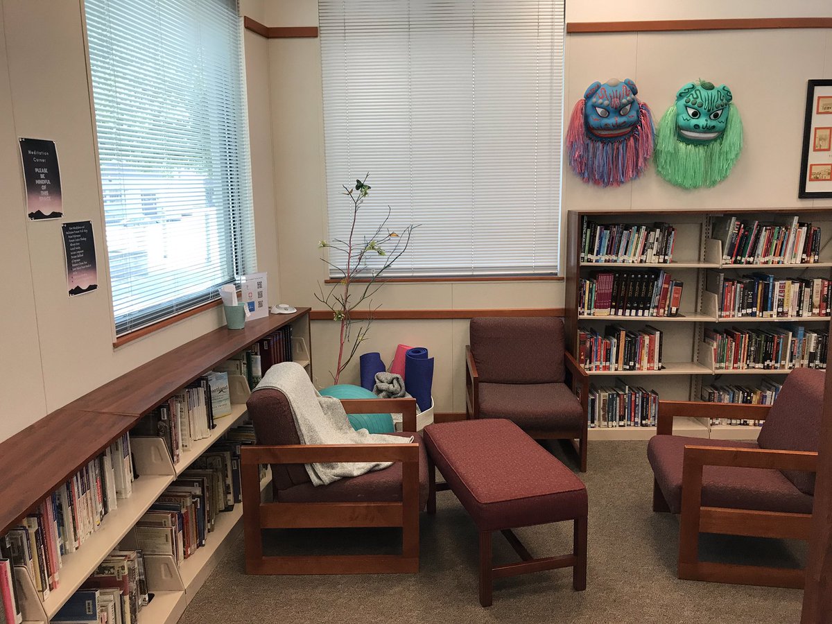 We’re excited about our new meditation corner that is ready to go. Thank you to our Academic Boosters for supporting it. #SRVLibraryLove