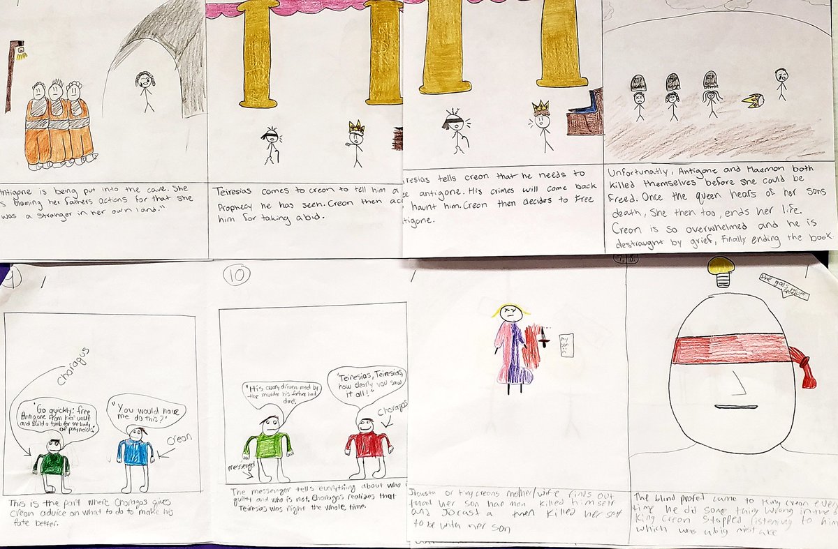 EnglishDAEP's tweet photo. Our English 2 kids created their own Antigone comic strips! #CLCProud @HumbleISD_CLC https://t.co/FEzTvgmsX1