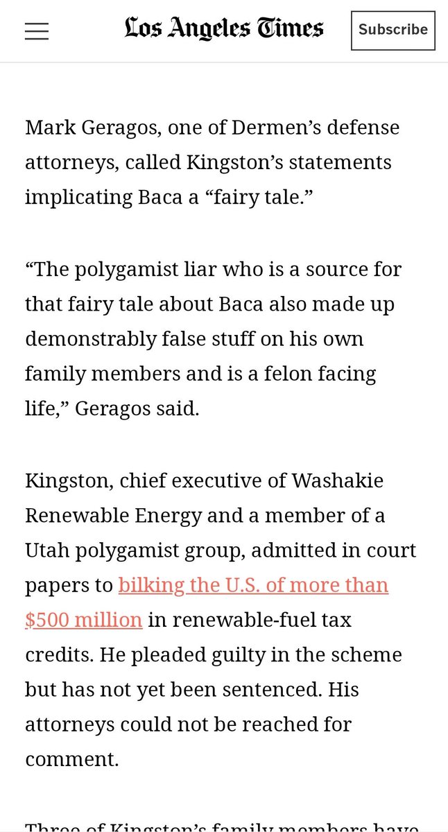RussellSieg's tweet photo. @AdamCorson @latimes @ninaandtito @HatesHorseshoes @ericgarland @modernhomesla @LincolnsBible @karolcummins @SaysDana @File511 @JillEHughes Dermen bringing out the big guns: Attorney Mark Geragos. I guess they don't have much of a defense if thet're playing the Polygamist card already. https://t.co/AUcqhv5loj