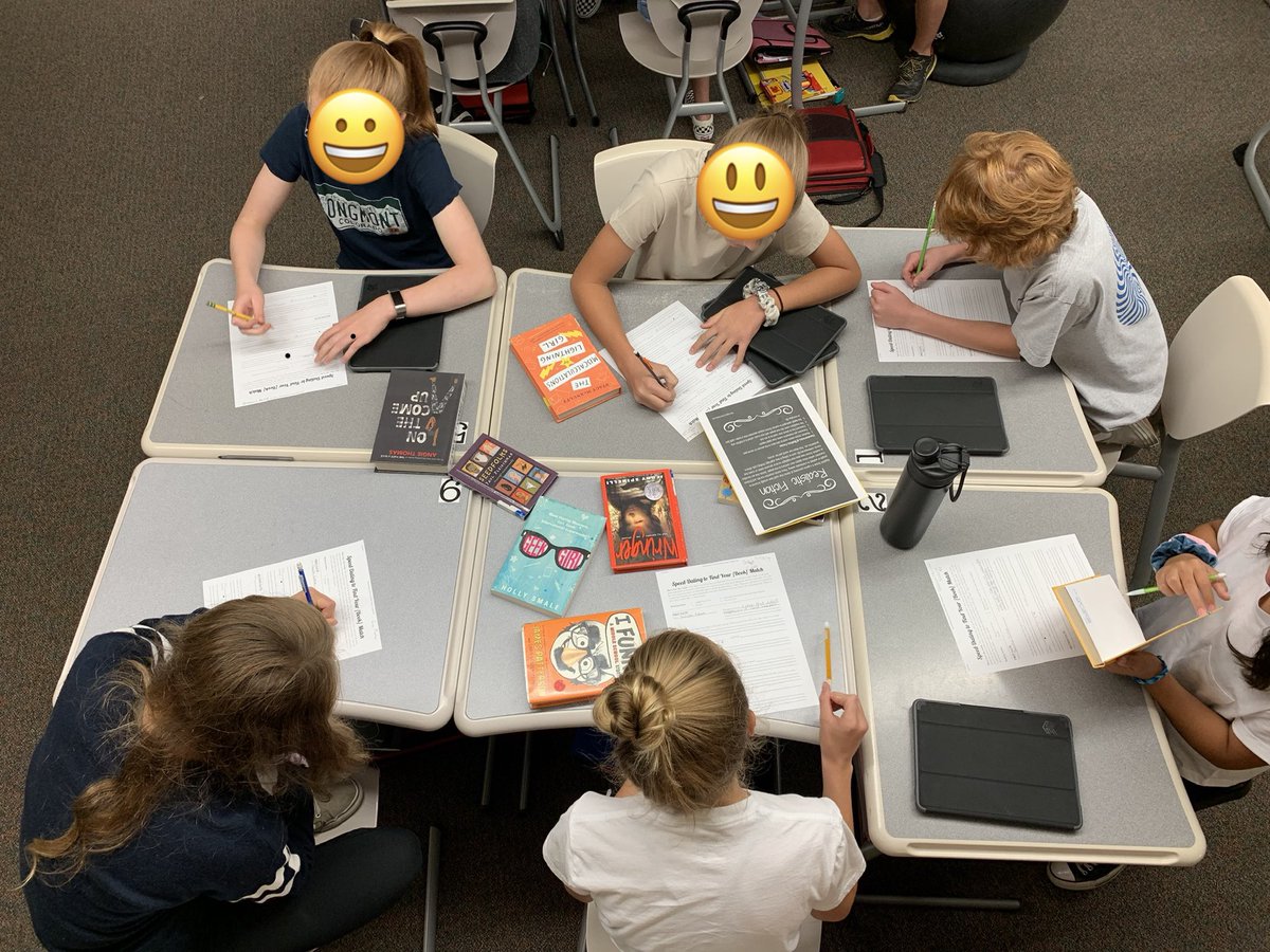 IAmWolford's tweet photo. How do you get Ss interested in reading? Speed dating to find their perfect {book} match! Props to my teaching partner, Mrs. Simms. #StVrainStorm #AMSlearns @AltonaMS https://t.co/neDmdzTAGl