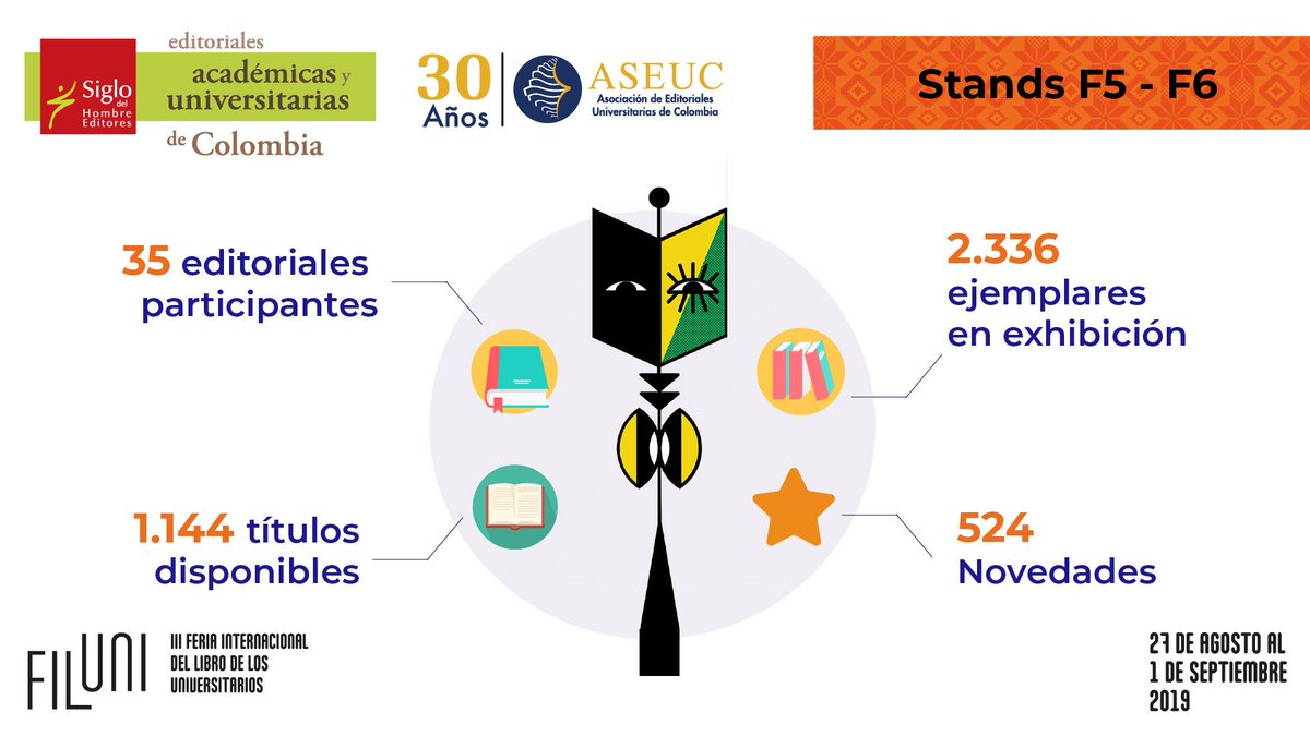 EditorialUPN's tweet photo. #EditorialUPN en #FilUni2019 | Por tercer año consecutivo, @siglodelhombre Editores y @Aseuc_Colombia acompañan a la @comunidadUPN en la III Feria Internacional del Libro de los Universitarios📚.

Nuestras obras más recientes en los stands de #aseuc F5-F6 https://t.co/KBDMOfl5x8