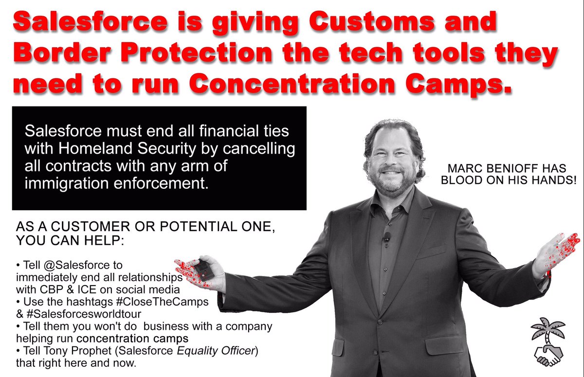 Salesforce is a major tech contractor for ICE Concentration Camps at the U.S. Mexico border.