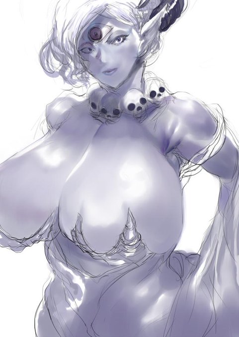 らくがき。乳でか魔物。 