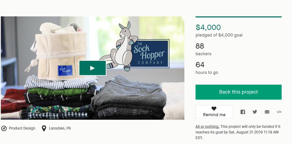 WE DID IT! FULLY FUNDED, BABY! Thank you to all of you who helped us make this a reality! We wouldn't be here if it weren't for you, so THANK YOU! 
#ThankYou #Kickstarter #TheSockHopper #MissingSocks #LostSocks #Laundry
