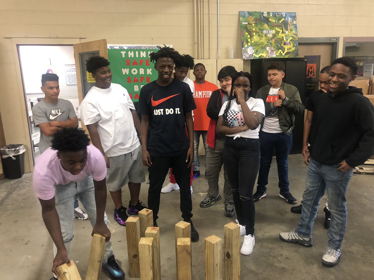 MHSIndMain's tweet photo. 2nd day of school.  Perfect time to get them working on a team building exercise, I got from NASA Space Camp.  “The Space Walk” #MINORHS #CTE #JEFCOEDCTE #JEFCOEDjourney https://t.co/F6BjasxYrj