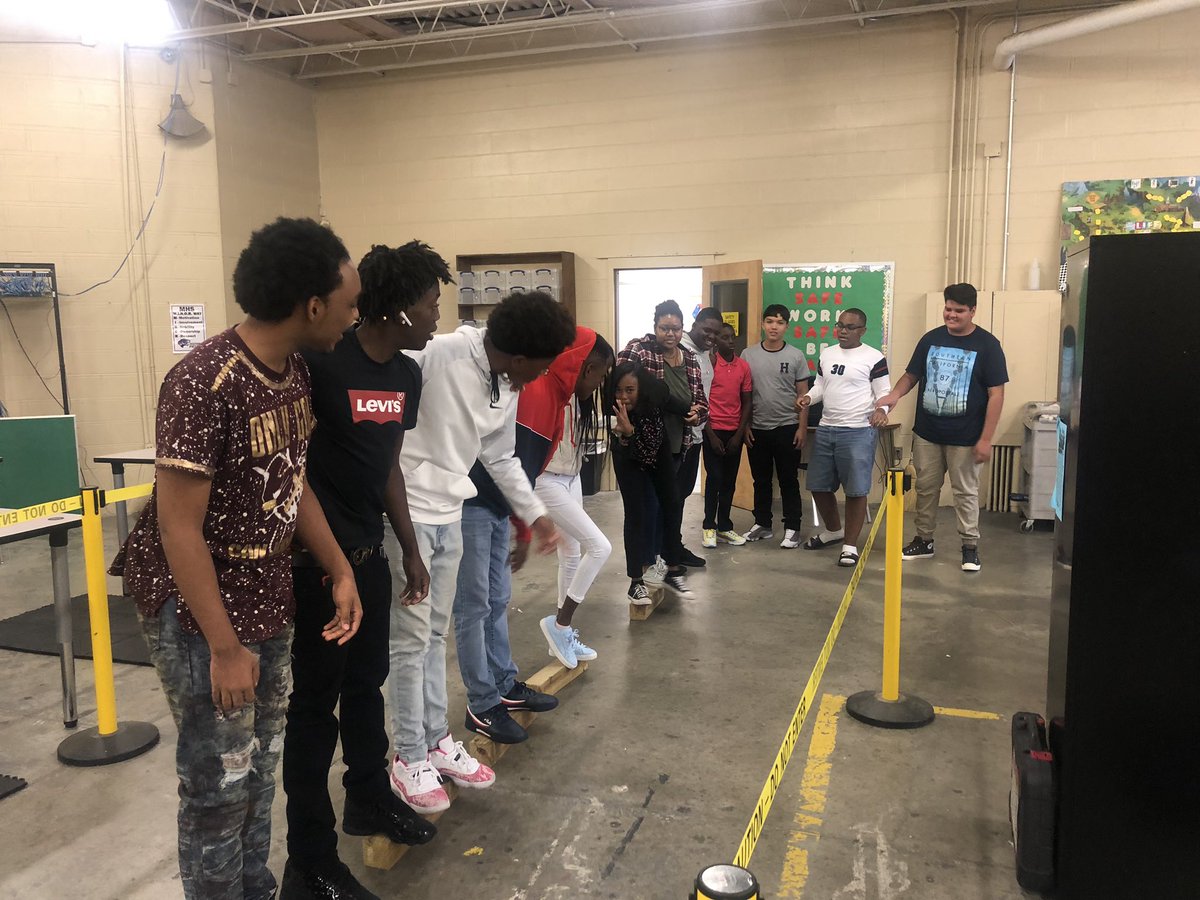 MHSIndMain's tweet photo. 2nd day of school.  Perfect time to get them working on a team building exercise, I got from NASA Space Camp.  “The Space Walk” #MINORHS #CTE #JEFCOEDCTE #JEFCOEDjourney https://t.co/F6BjasxYrj