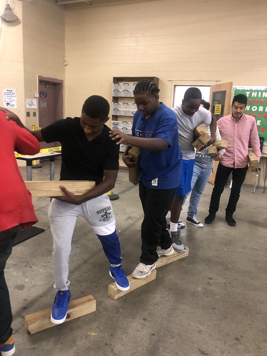MHSIndMain's tweet photo. 2nd day of school.  Perfect time to get them working on a team building exercise, I got from NASA Space Camp.  “The Space Walk” #MINORHS #CTE #JEFCOEDCTE #JEFCOEDjourney https://t.co/F6BjasxYrj