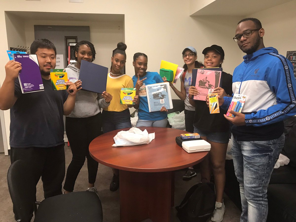 On Monday, our youth settlement counsellor Stephanie did a workshop on transitioning back to school. SURPRISE! All the youth participants received brand new school supplies donated to us from Denso Canada. Thank you so much for your support of the NYCE program. #DBNC #NYCE #DENSO